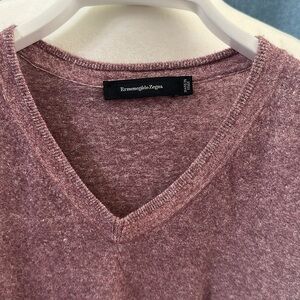 Ermenegildo Zegna Sweater Men Small 48 Purple Linen Cashmere V Neck Italy Luxury